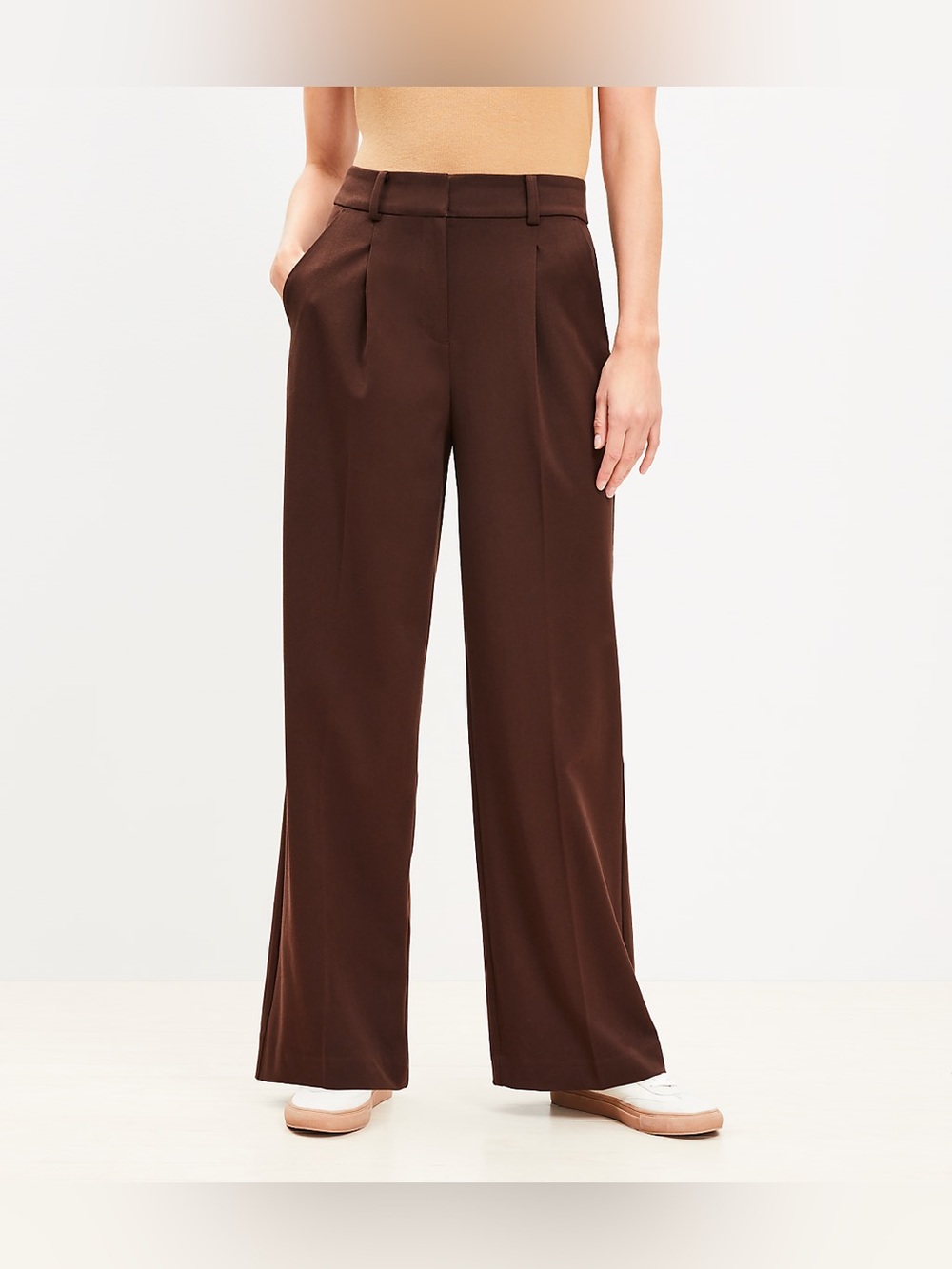 LOFT | Brown Satin Peyton Wide Leg High-Rise Trousers